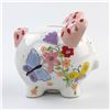 Image 6 : HAND PAINTED PIG COIN PIGGY BANK - FLORAL DESIGN
