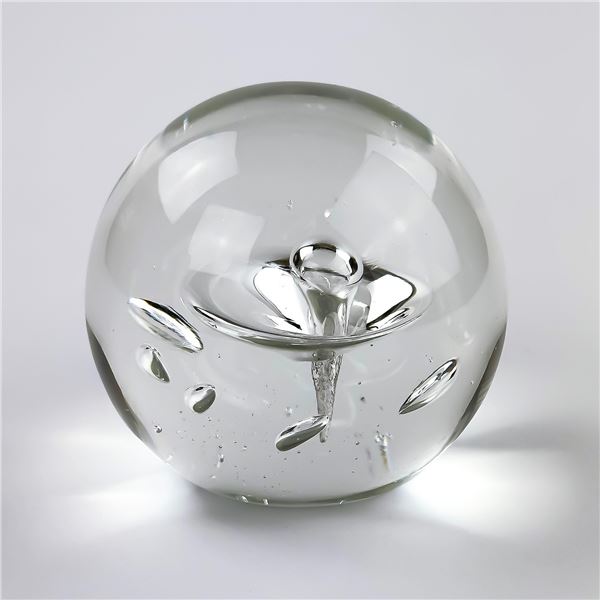 CLEAR BLOWN ART GLASS PAPERWEIGHT - TORNADO?