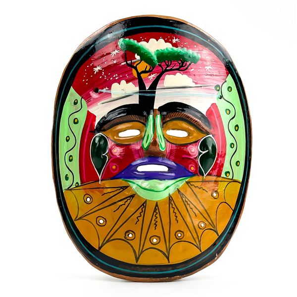 VINTAGE MEXICAN FOLK ART TERRACOTTA CLAY MASK