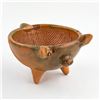 Image 1 : HAND CRAFTED 3-LEGGED RED CLAY POTTERY PIG BOWL