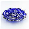 Image 1 : COBALT BLUE ART DECO PLATTER WITH SILVER OVERLAY