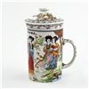 Image 1 : PORCELAIN ASIAN TEA CUP MUG WITH LID & INFUSER