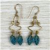 Image 1 : COSTUME JEWELRY DANGLE EARRINGS - BLUE LEAF