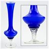 Image 1 : HAND BLOWN COBALT BLUE AND WHITE GLASS VASE