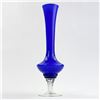 Image 2 : HAND BLOWN COBALT BLUE AND WHITE GLASS VASE