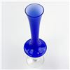 Image 3 : HAND BLOWN COBALT BLUE AND WHITE GLASS VASE