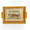 Image 2 : GLASS-TOP WOODEN SERVING TRAY - JM BARRIE QUOTE