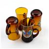 Image 6 : 4 VINTAGE AMBER GERMAN ADVERTISING BEER GLASSES