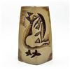 Image 4 : DIAMOND SHAPED STONEWARE POTTERY VASE - BIRDS