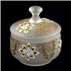Image 4 : VINTAGE LIDDED FROSTED GLASS DISH - FLORAL DESIGN