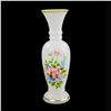 Image 1 : VTG WHITE GLASS BUD VASE FLORAL ROSE & GOLD TRIM