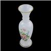 Image 3 : VTG WHITE GLASS BUD VASE FLORAL ROSE & GOLD TRIM