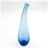 Image 2 : HAND BLOWN BENT NECK BLUE CLEAR GLASS BUD VASE