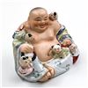 Image 1 : VINTAGE PORCELAIN LAUGHING BUDDHA WITH FIVE KIDS