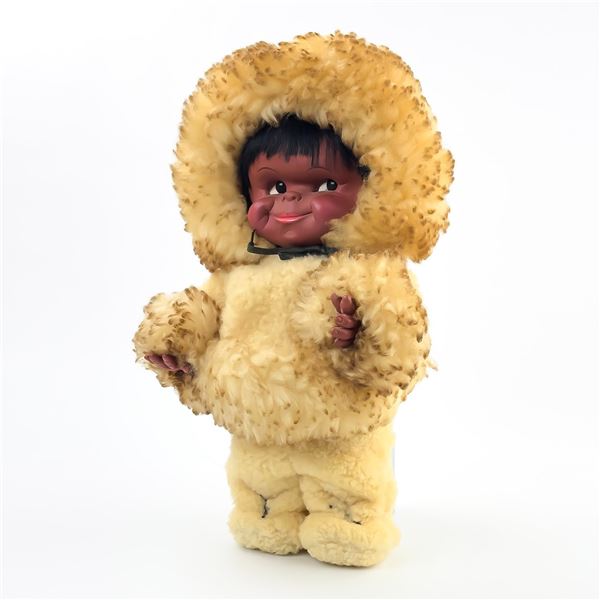 VINTAGE VINYL ESKIMO KIMMIE DOLL - LEATHER & FUR