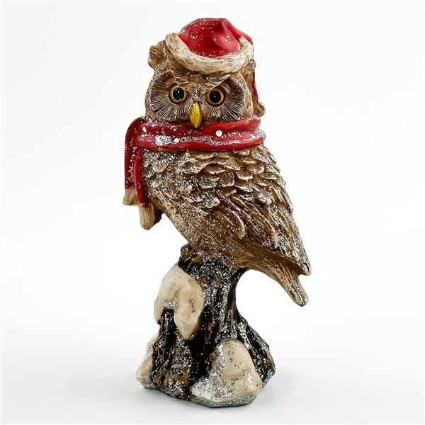 CHRISTMAS OWL BIRD SCULPTURE - TOUQUE & SCARF