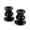 Image 2 : VINTAGE PAIR OF BLACK GLASS CANDLESTICK HOLDERS