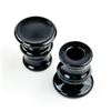 Image 4 : VINTAGE PAIR OF BLACK GLASS CANDLESTICK HOLDERS