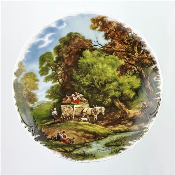 ROYAL SCHWABAP PORCELAIN PLATE - HORSE & WAGON