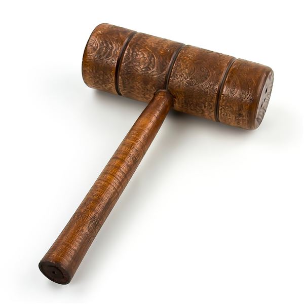 VTG HAND TURNED WOODEN MALLET GAVEL HAMMER