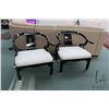 Image 1 : Pair of black lacquered and brass Chinoiserie style lounge chairs made by Century Chair Company, Hic