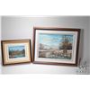 Image 1 : Two framed oil on board mountain scapes including creek scene with fence,12" X 16" and a lake scene,