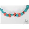 Image 2 : Tibetan turquoise and red coral necklace 30" in length