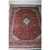 Image 1 : 100% handmade Iranian wool carpet "Kashan" with center medallion, cranberry background and overall f