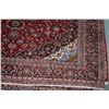 Image 2 : 100% handmade Iranian wool carpet "Kashan" with center medallion, cranberry background and overall f