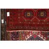 Image 2 : 100% handmade Iranian wool carpet, "Turkamann" with red background, geometric design and highlights 