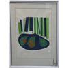 Image 1 : Framed mid century off set colour lithograph of a stylized view of the earth titled " Mind Where You