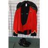 Image 1 : Scarlet winter mess dress including jacket, vest and pants plus half Wellington boots and spurs, siz