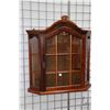 Image 1 : Semi contemporary antique style single door, wall mount curio cabinet with carved decoration, 26" wi