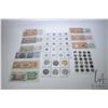 Image 1 : Selection of Asian coins and bank notes including three sheets of notes, three sheets of coins