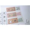 Image 4 : Selection of Asian coins and bank notes including three sheets of notes, three sheets of coins