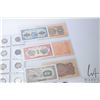 Image 5 : Selection of Asian coins and bank notes including three sheets of notes, three sheets of coins