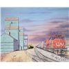 Image 2 : Framed limited edition print of a CN train and grain elevators, appears to be ink signed by artist E