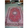 Image 1 : 100% hand made Iranian wool carpet "Kashan" with center medallion, red background and overall floral