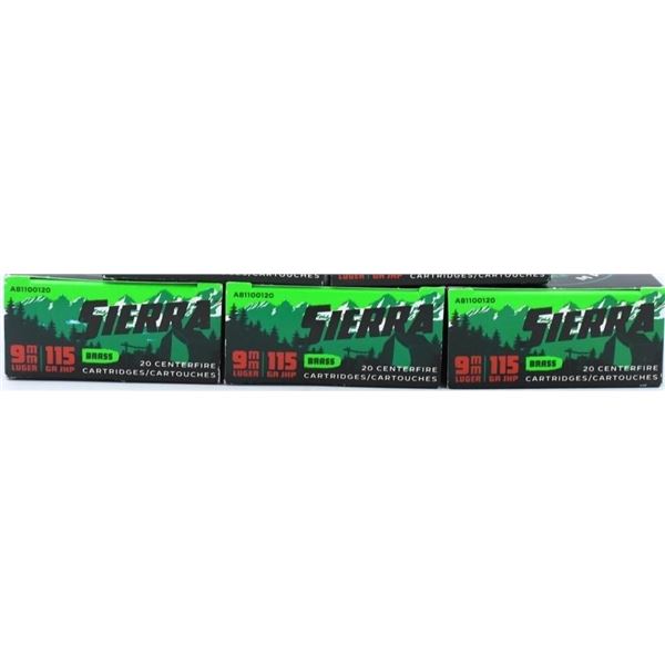 100 Rounds Of Sierra 9mm Luger Ammunition