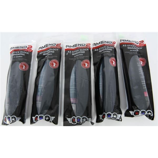 5 Amend2 Glock 17 18 Round Magazines NIP