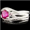 Image 2 : 18K Gold 1.04ct Ruby & 0.43ctw Diamond Ring