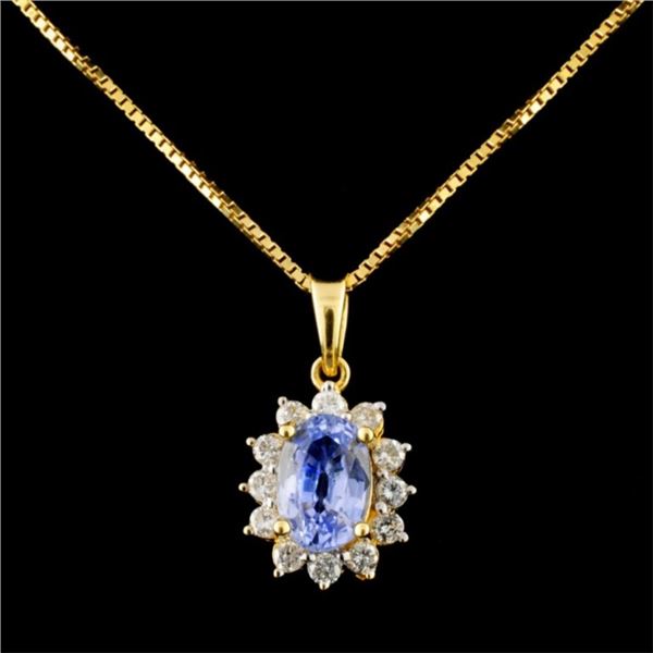 18K Gold 1.21ct Tanzanite & 0.21ctw Diamond Pendan