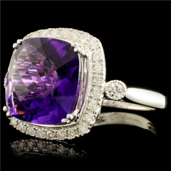 5.57ct Amethyst & 0.50ctw Diam Ring in 14K Gold