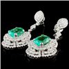 Image 1 : 5.74ctw Emerald & 4.31ctw Diam Earrings 18K Gold