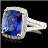 Image 1 : 3.89ct Tanzanite & 0.54ctw Diamond Ring in 18K Gold