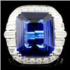 Image 2 : 11.23ct Tanzanite & 1.36ctw Diam Ring in 18k Gold