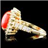 Image 3 : 2.50ct Coral & 1.20ctw Diamond Ring in 14K Gold