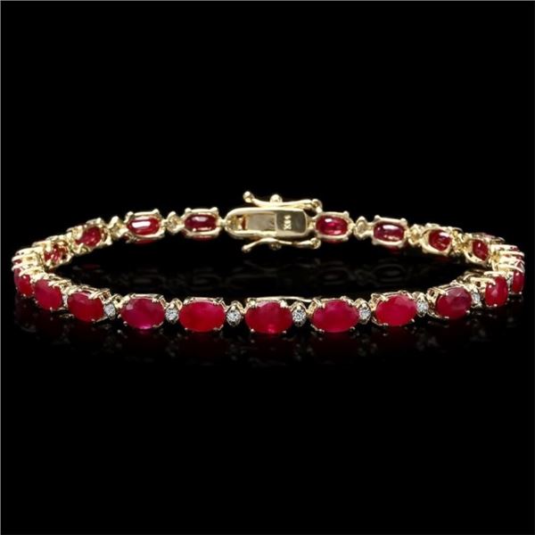 12ct Ruby & 0.50ct Diamond Bracelet in 14k Gold