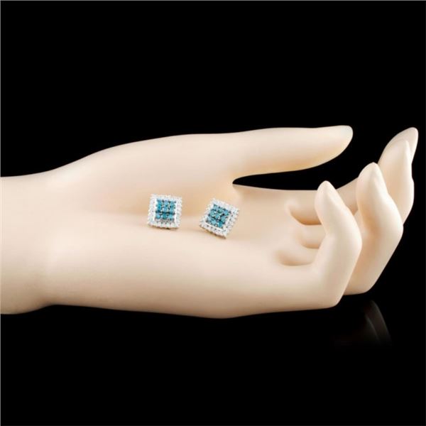 Fancy Color 1.33ctw Diam Earrings in 14K Gold