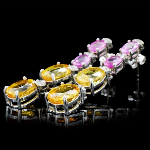 2ct Sapphire, 0.35ctw Diamond Earrings, 14K Gold